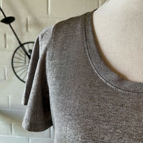 𝅺CATHERINE Malandrino blouse short flutter sleeves metallic finish size M - Picture 3 of 8